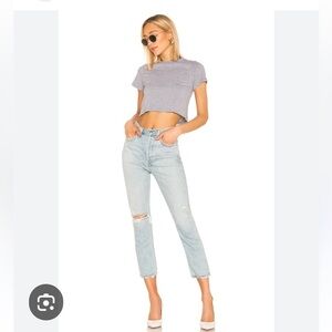 Agolde Riley High Rise Straight Crop in Shatter Light Wash size 23